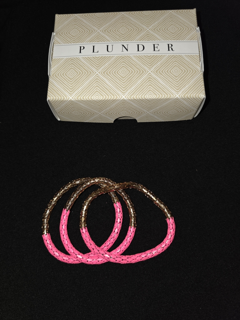 Plunder Hot Pink and Gold Braided Bangle Trio - Women Jewelry Bracelets